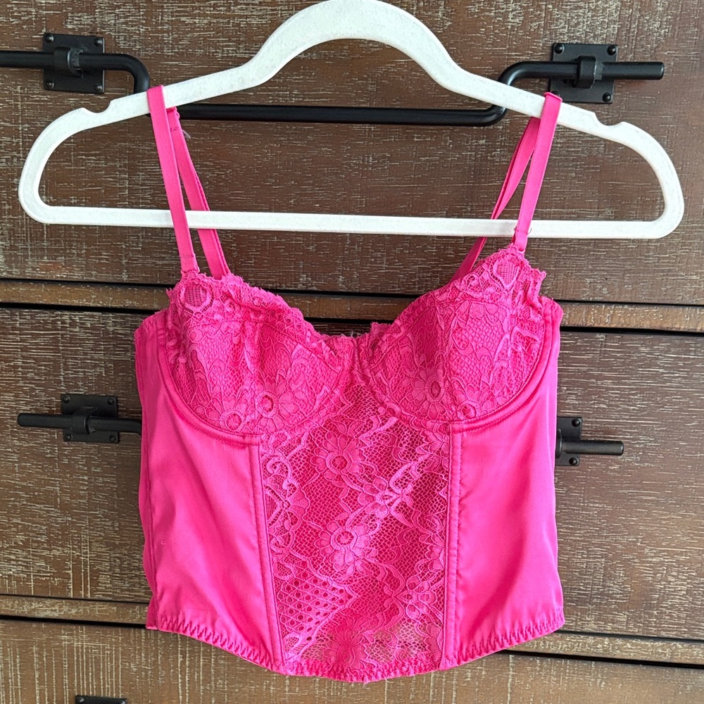 Sincerely Jules Vibrant Pink Lace Corset Top